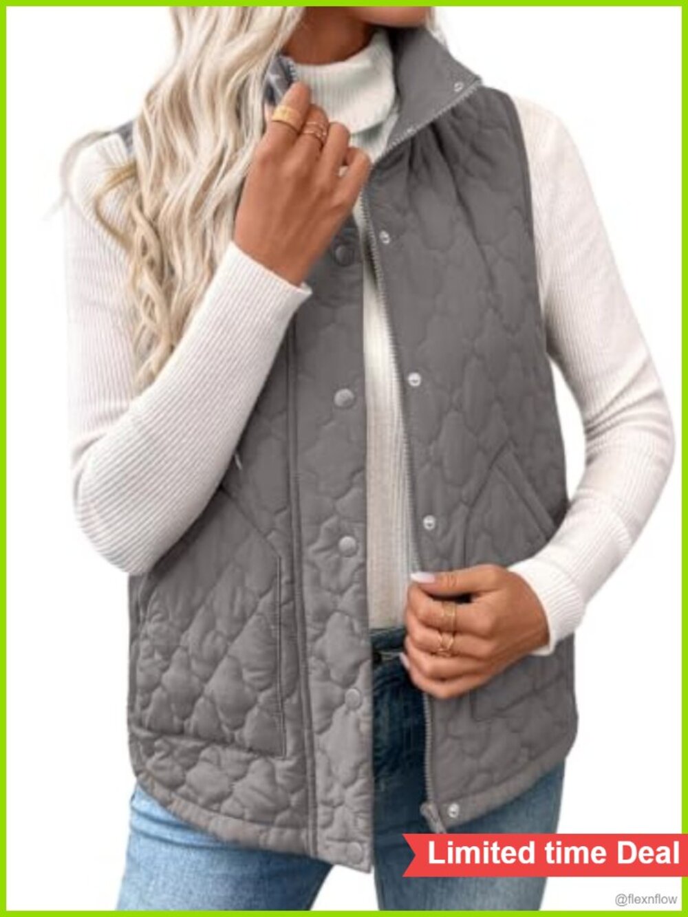 Women's Lightweight Quilted Puffer Vest Sleeveless Zip Up Winter Outdoor